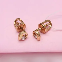 New in 585 Purple Gold Moon earings stud Plated with 14K Rose Gold Classic Screws Simple earrings for women Party Jewelry