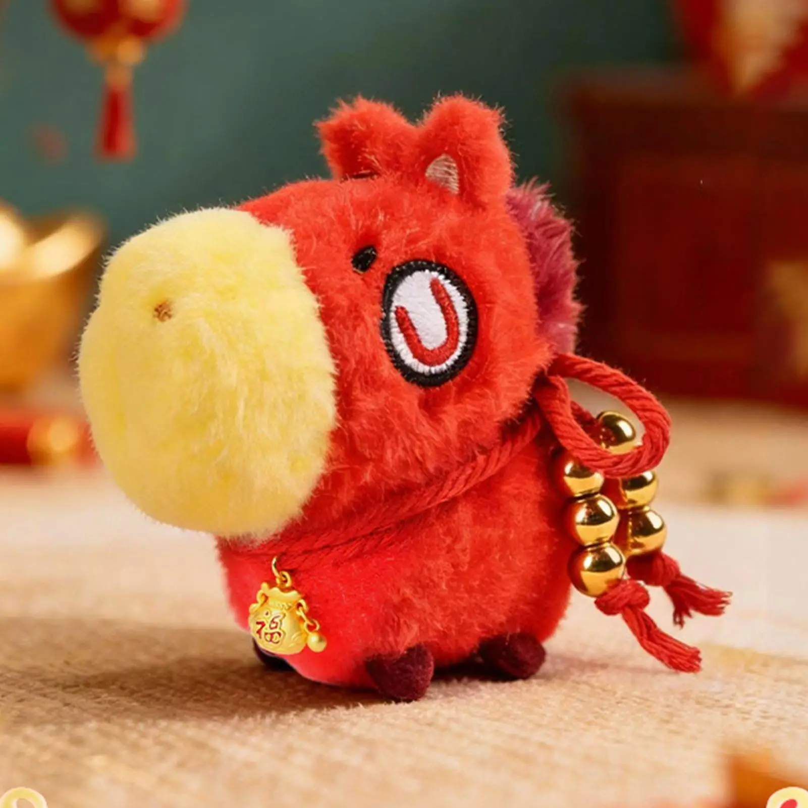 Gunstige paard tas charme 2026 jaar pluche mascotte hanger voor rugzak portemonnee sleutelhanger cadeau voor volwassenen familie vrienden woon-werkverkeer