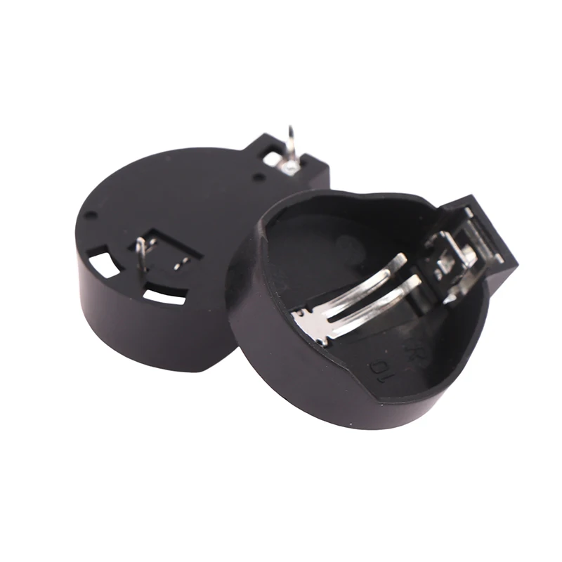 Venda quente 10 pçs material de proteção ambiental cr2032 moeda célula bateria titular caso preto moeda célula botão soquete titular caso