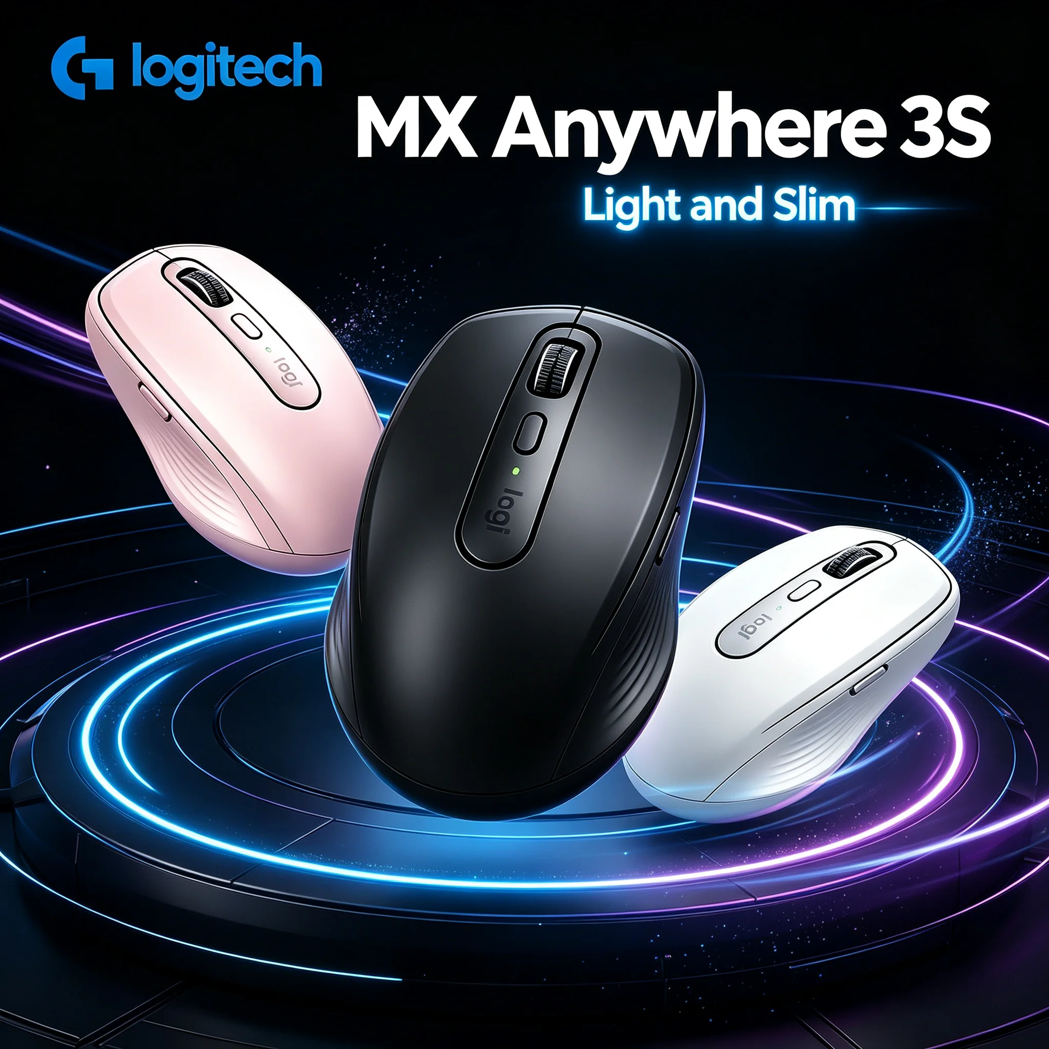 MX Anywhere 3S Logitech Multi Platform Bluetooth Wireless Mouse Support Laptop Desktop Tablet Mice