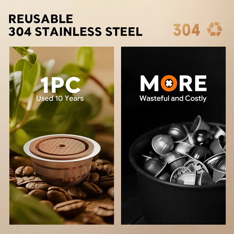 New Upgrade Reusable Coffee Pods for Nespresso Vertuo Next/POP, 80/150/230ml Stainless Steel Refillable Capsules