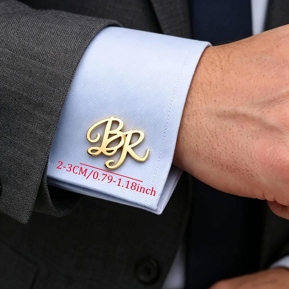 Custom Initial Golden Wedding Brooch, Personalized Couple Letter Brooch, Groomsmen Groom Lapel Pin, Top And Bottom Letter Brooch