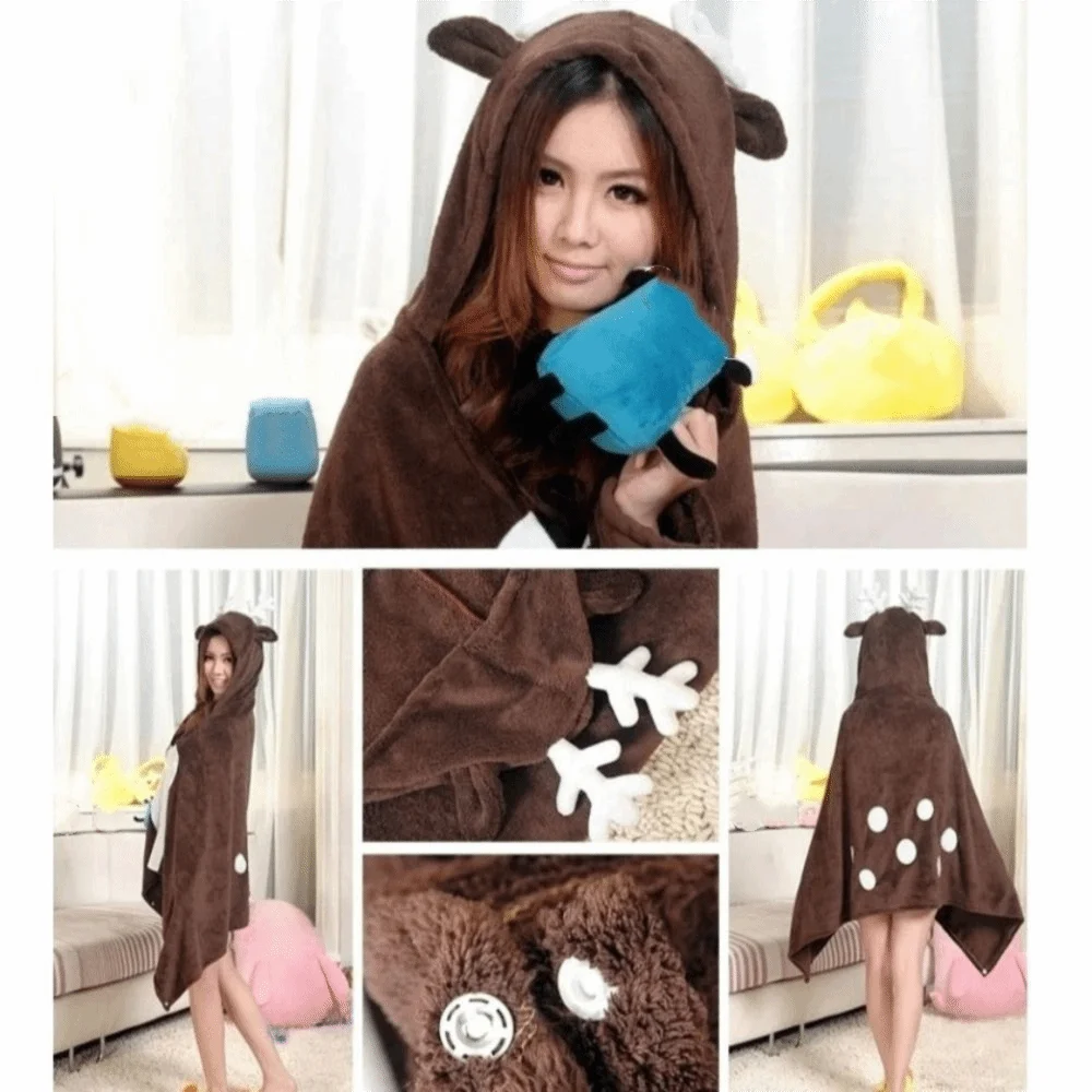 Animal Theme Cartoon Dinosaur Cape Blanket Cozy Warm Throw Blanket Soft Comfortable Home Pajamas Dormitory