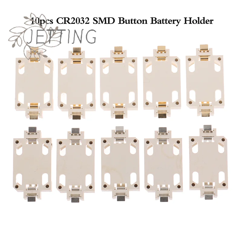 Hot 10Pc White Housing Gold-Plated Tin-Plated Button Battery Holder For CR2032 Cr2025 Bs-6 SMD Button Battery Holder Socket Case