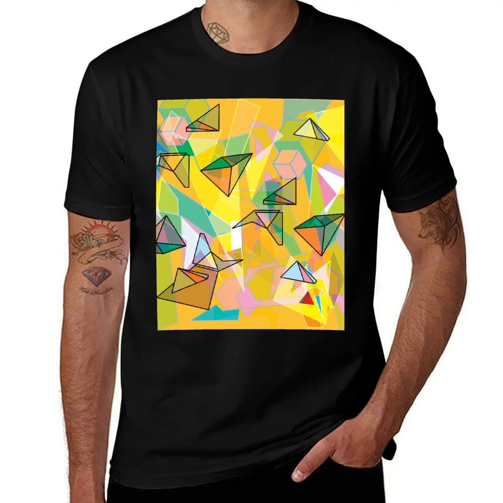 SHAPES IN ORANGE T-Shirt Outdoor Sports Lightweight Tee T-Shirt