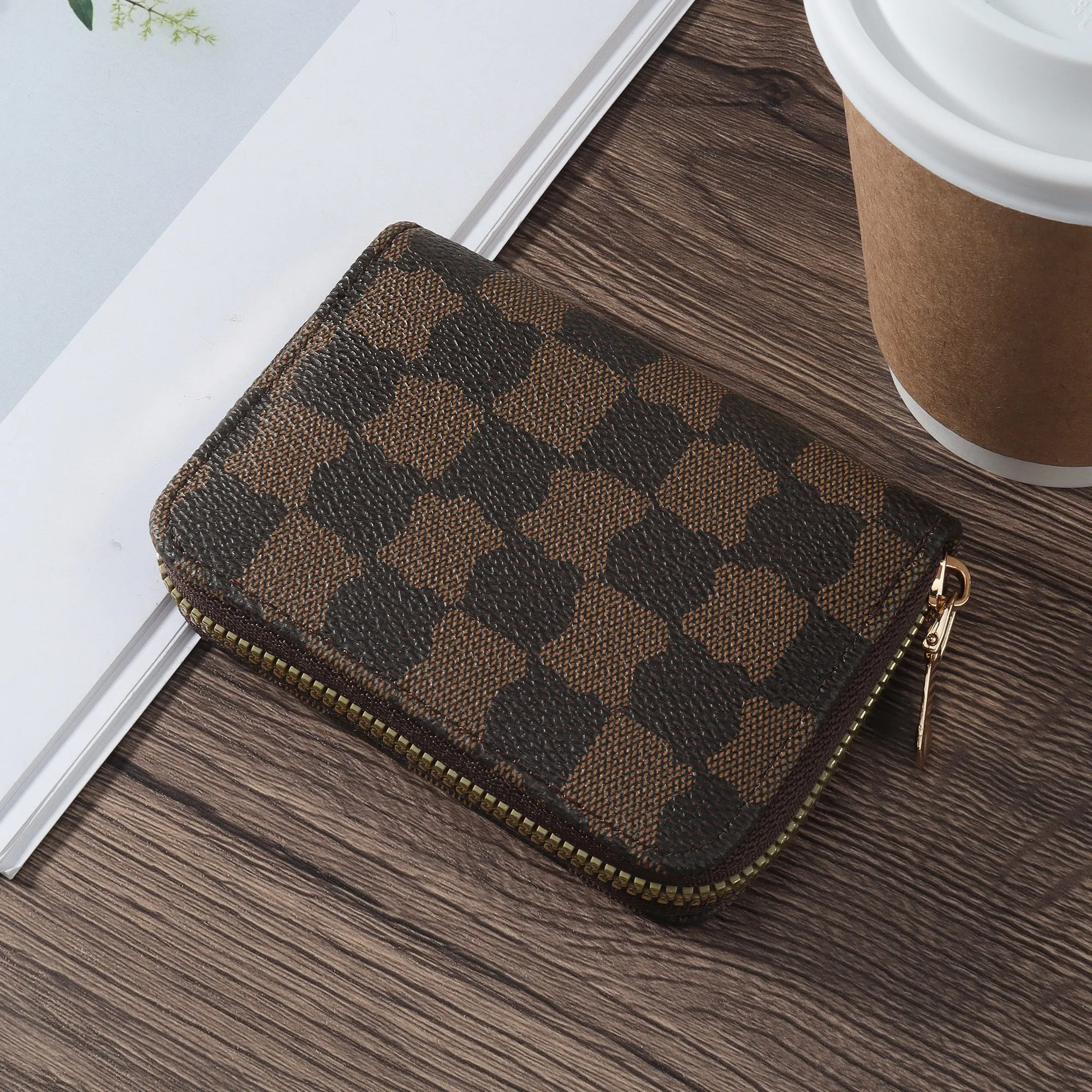 Carteira de cartão de crédito para mulheres, Zipper Around Coin Wallet, Case Holder, nova moda