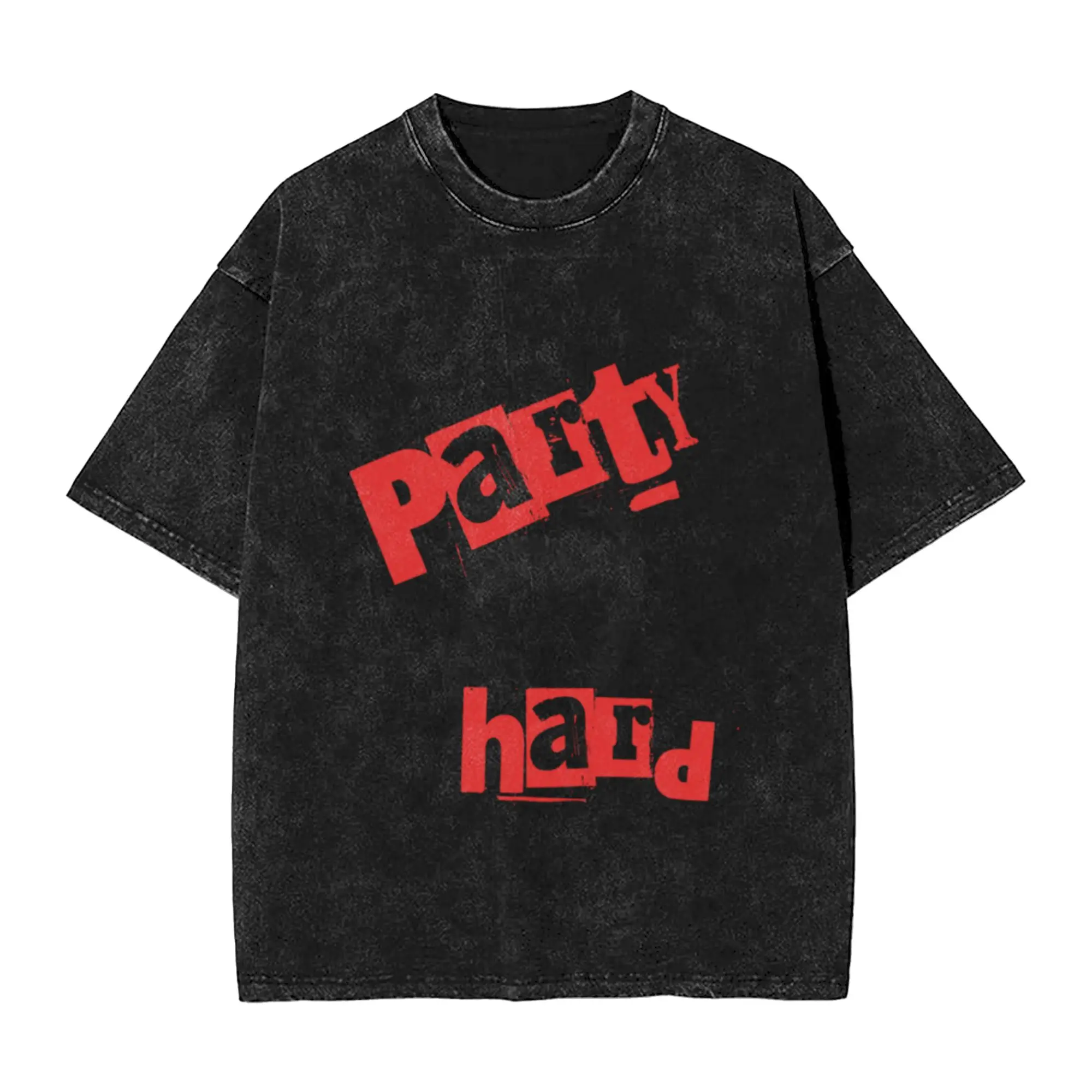 PARTY hard Ransom red typography grunge motif Classic Trendy A Vintage Oversized Cotton Unisex T-Shirts