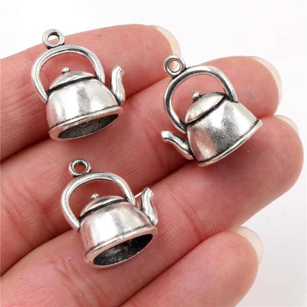 19x17x10mm 10pcs Antique Silver Plated Teapot Handmade Charms Pendant:DIY for bracelet necklace-R2-36