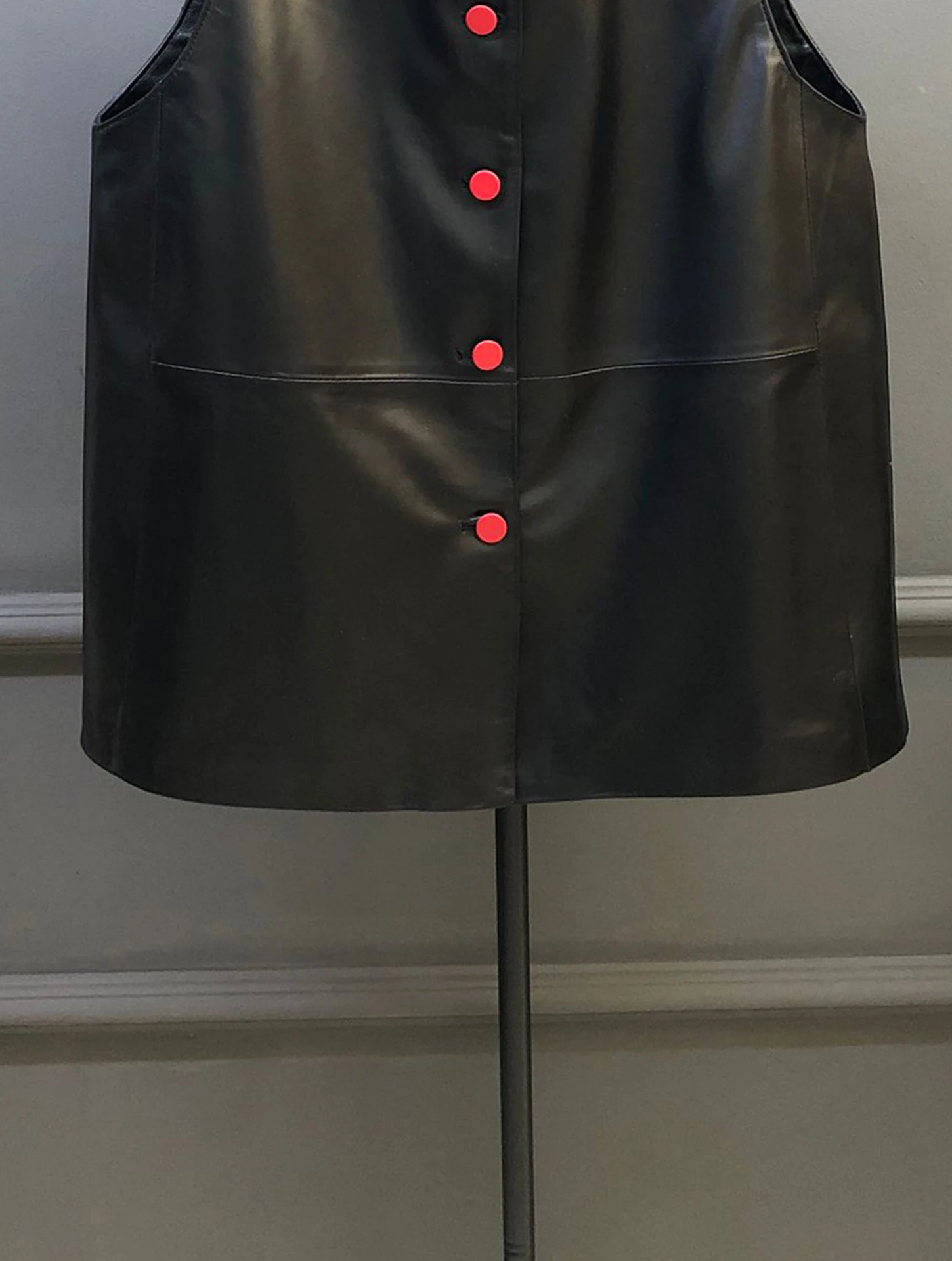 Casual Sle eepskin Leather Vest Women's Svel Stand Collar Genuine Leather Jaet Versatile ort Length Faion