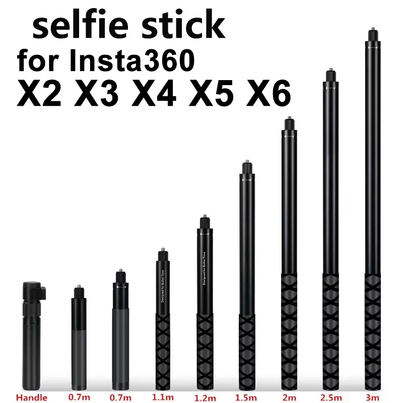 Metal Invisible Extended Edition Selfie Stick Scalable Monopod for Insta360 X4 X5 X6 Accessories for GoPro DJI Action 6 5 Stick