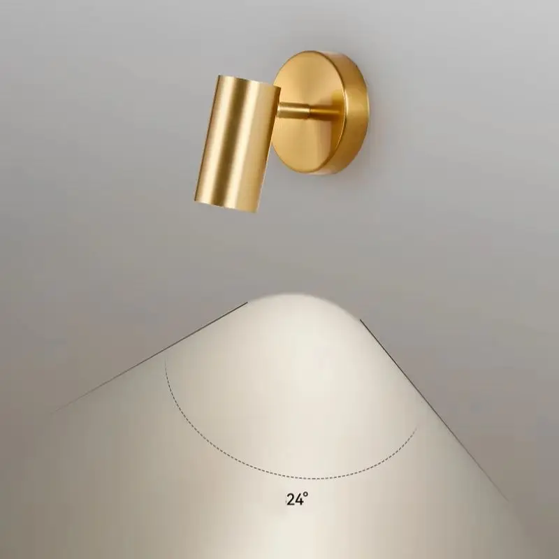 Gold LED Wall Lamp Modern Rotatable Adjustable Angle Reading Spotlight Study Living Room Bedroom Study Wall Sconce Home Lighting