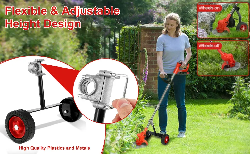 Lawn Mower Support Wheel Adjustable Weed Trimmer Auxiliary Wheels Garden Weed Universal Grass Cutter Tool Portable Support Wheel