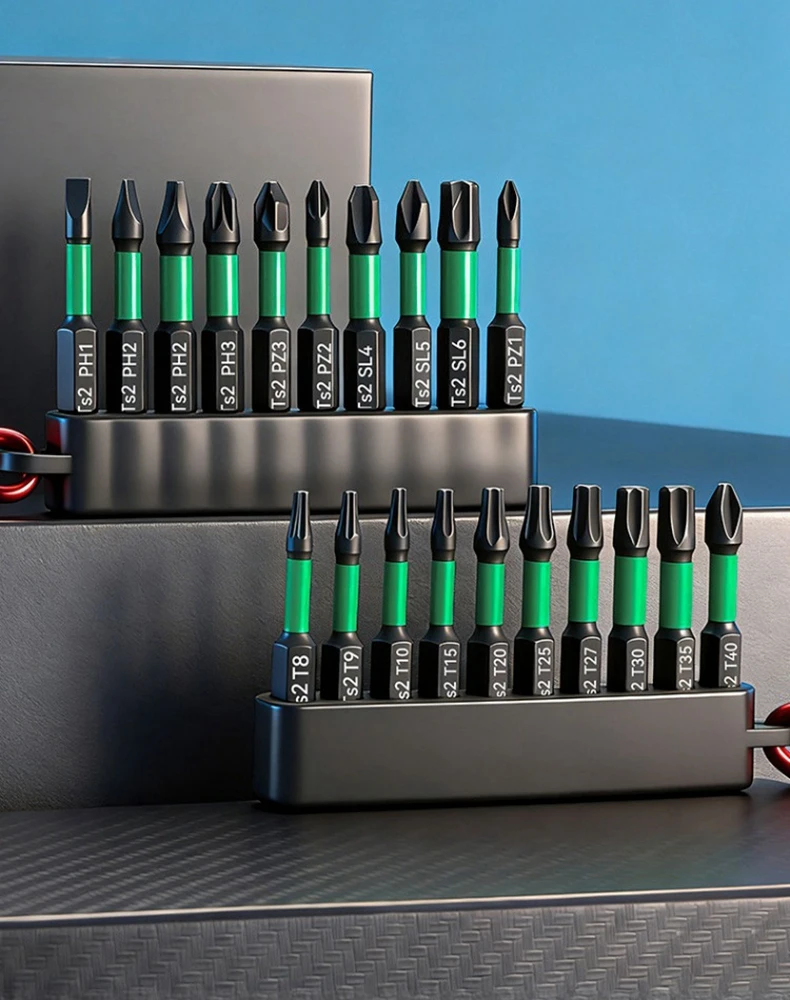 10-teiliges Schlagbohrer-Torx-Bit-Set mit Sechskantschaft, magnetischer Schraubendreher, Phillips-, Schlitz- und Kreuzschlitz-Bits, Elektrowerkzeug-Bits