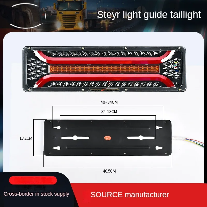 Pop 2pcs Light Guiding Tail Lights Truck Brake Lights Led Electronic Fog Lamp 24/12v Truck Flow Turn Signals Car Taillights