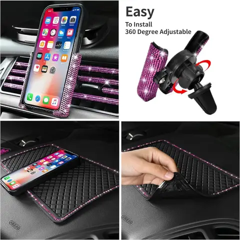 30 पीस ब्लिंग पिंक कार सेट महिलाओं के लिए ब्लिंग स्टीयरिंग व्हील कवर सेट 15 इंच शाइनिंग राइनस्टोन लाइसेंस प्लेट फ्रेम स्पार्कली डायम 6 best sales स्टीयरिंग व्हील कवर सेट - №1