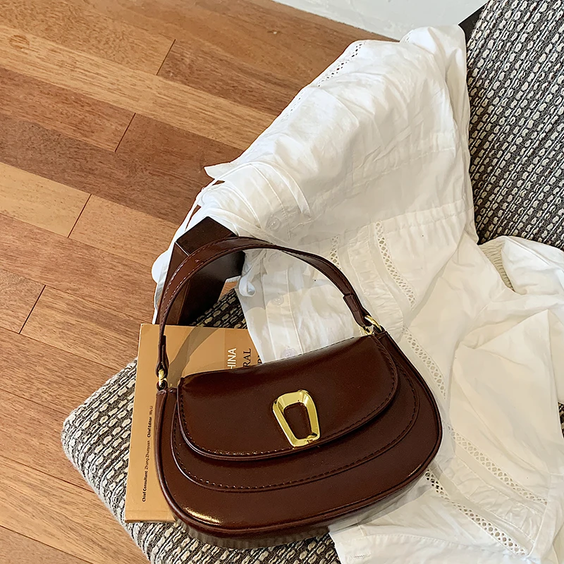 Luxus Designer Hobos Handtasche Frauen Kleine Achselhöhle Tasche Vintage Kupplung Geldbörse Pu Flap Schulter Taschen Für Damen Khaki Umhängetaschen – Detail 10