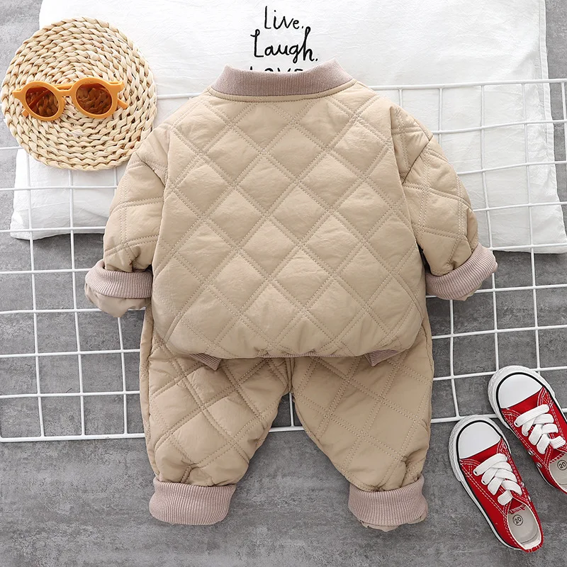 Autumn Winter Baby Boys Clothing Sets Children Cotton Padded Zipper Coat + Pants 2Pcs Outfits 1 2 3 4 Years Kids Tracksuit Suits