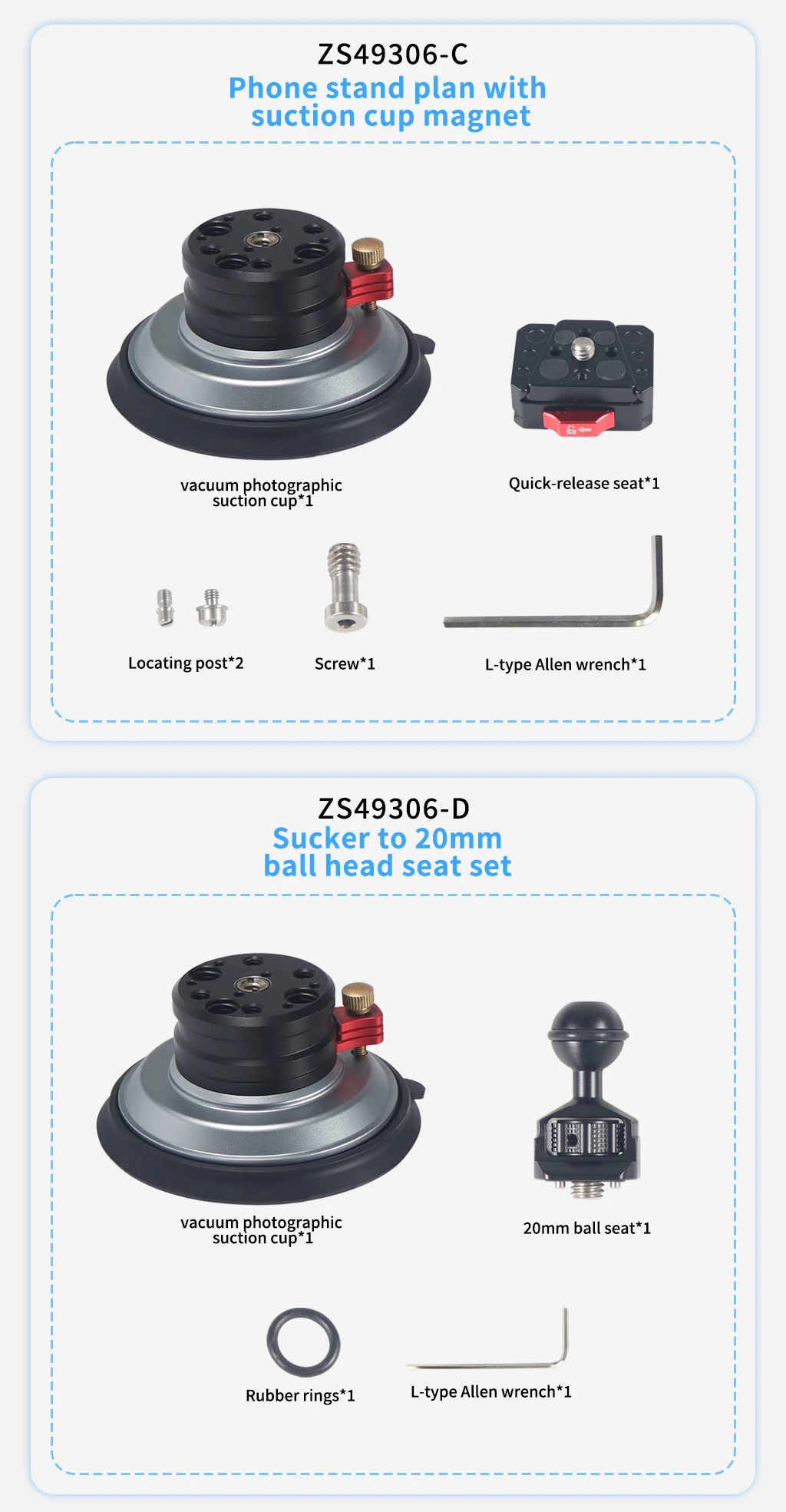 Neue 4-Zoll-Auto-Saugnapf-Montagebasis 1/4 Zoll 3/8 Zoll ARRI Action-Kamera Handpumpe Vakuum-Saugnapf für GoPro Insta360 Heavy-Duty – Detail 14