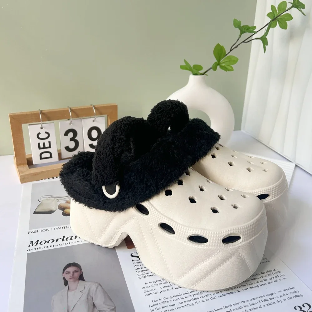 

Women's Warm Slippers 7CM High Platform Garden Fashion Clog Shoes Ladies Slippers Thick Bottom EVA Sandals Winter Girls Slippers