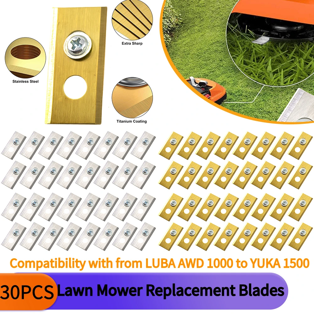 

30 шт. лезвия для газонокосилки с шайбами и винтами, лезвия для газонокосилки с двойным отверстием, набор лезвий для газонокосилки из нержавеющей стали для робота Mammotion Luba
