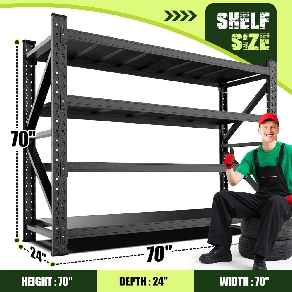 Garage Shelving,Heavy Duty Garage Storage Shelves,Metal Shelving Unit,5 Tier Adjustable Steel Utility Shelf,Use for Basement,