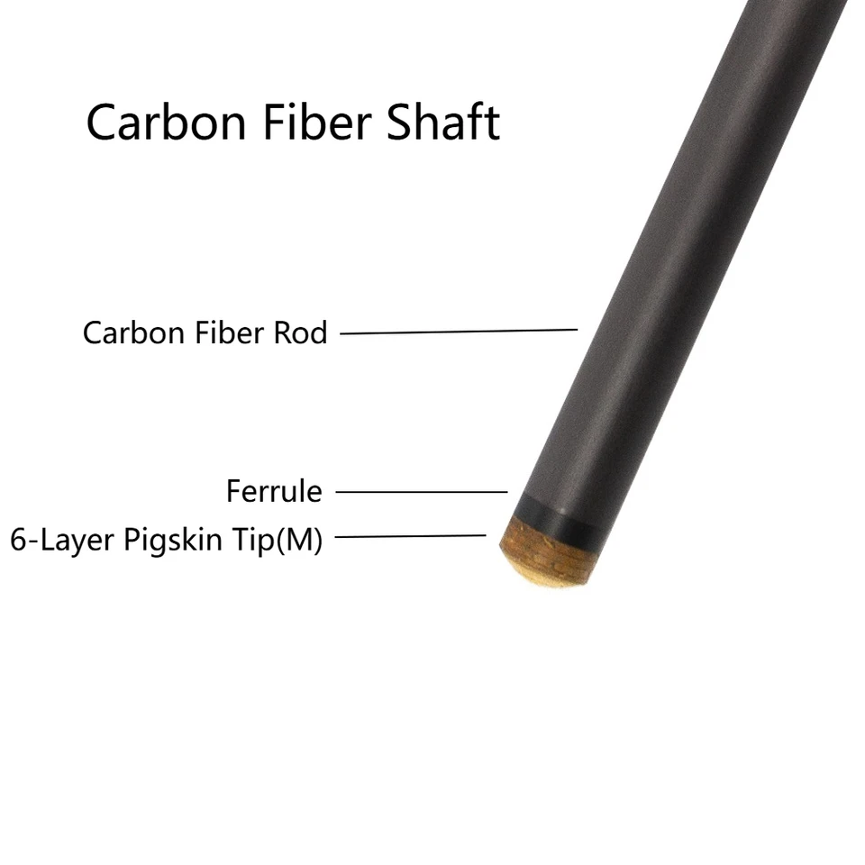 OKHEALING 100% Carbon Fiber Billiard Shaft Professional Black