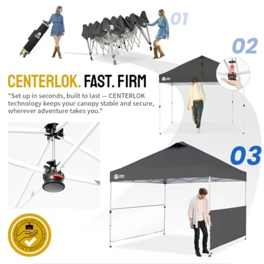 10x10 Pop up Canopy Tent Instant Canopy with 150D Silver Coated Fabric Including 2 Half Sidewalls, 4 Ropes, 8 Stakes, 4 Weight