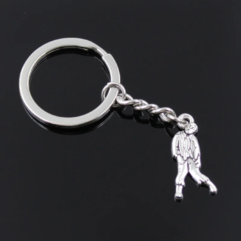 New Fashion Men 30mm Car Keychain DIY Metal Holder Chain Vintage Walking Dead Zombie Corpse 12x27mm Silver Color Pendant Gift