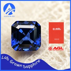 Top Lab Grown Sapphire Gemstone Asscher Cut Royal Blue Synthetic Sapphire Gems Loose Stone With AGL Certificate