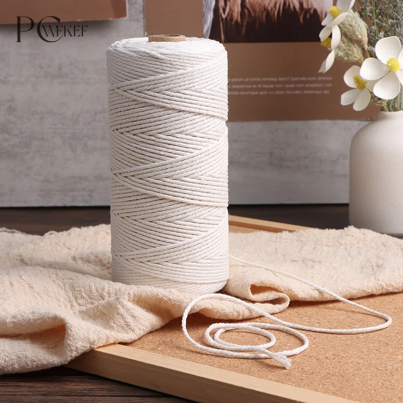 

2mm*200m Cotton Rope White Cotton Rope White Bleached Package Twisted Rope Can Be Dyed Tapestry DIY Rope