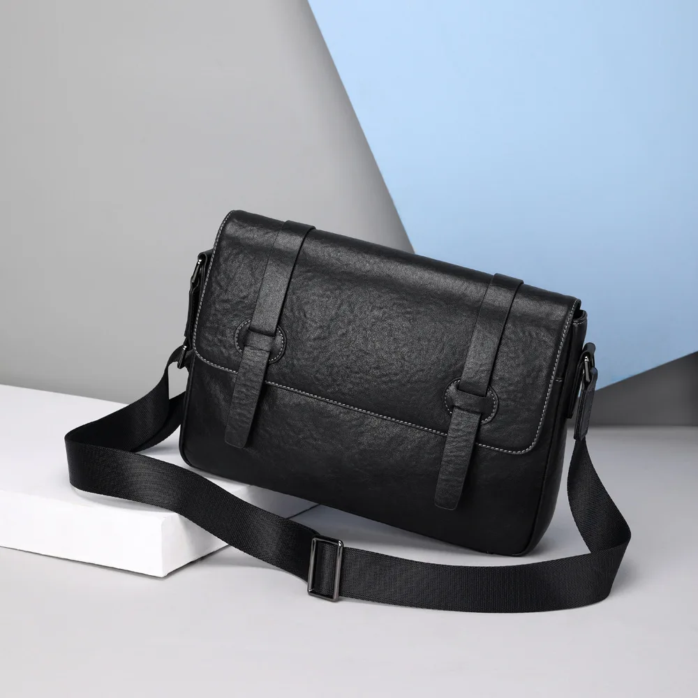 New Genuine Messenger Luxury Man Bag Leather Shoulder Horizontal Large Capacity Crossbody Vintage Cowhide Men's Bag Brief Case