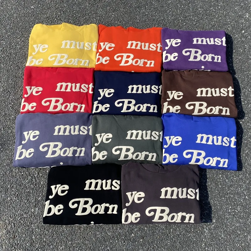 

CPFM Ye Must Be Born Again Fleece Lined Hoodie Unisex Casual Loose Fit Sweatshirt Text Pattern Autumn Essential