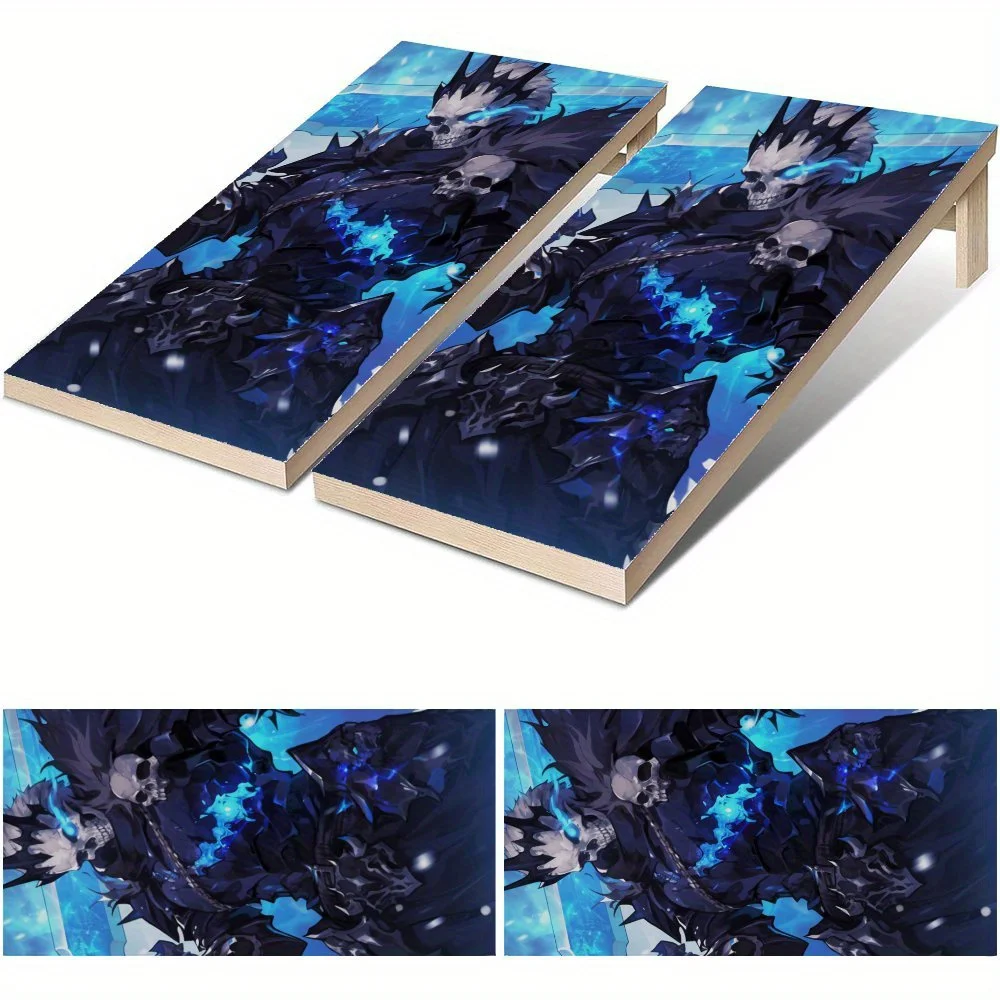 

Mysterious Blue Demon Remains Waterproof Cornhole Board Vinyl Wraps, PVC Outdoor Game Board Design, Perfect for Sports & Leisure