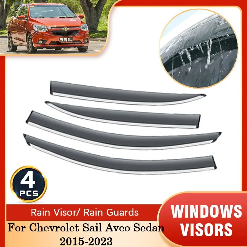 

For Chevrolet Sail Aveo Sedan 2015~2023 Rain Wind Shield Deflectors Guard Awning Cover Trim Car Window Visor Shelters Protector