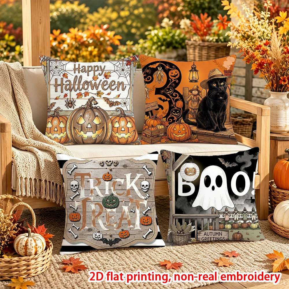 4PCS Fall Duck Throw Pillow Covers, Vintage Farmhouse Autumn Floral Cottage Core Cushion Cases for Sofa Couch Bed