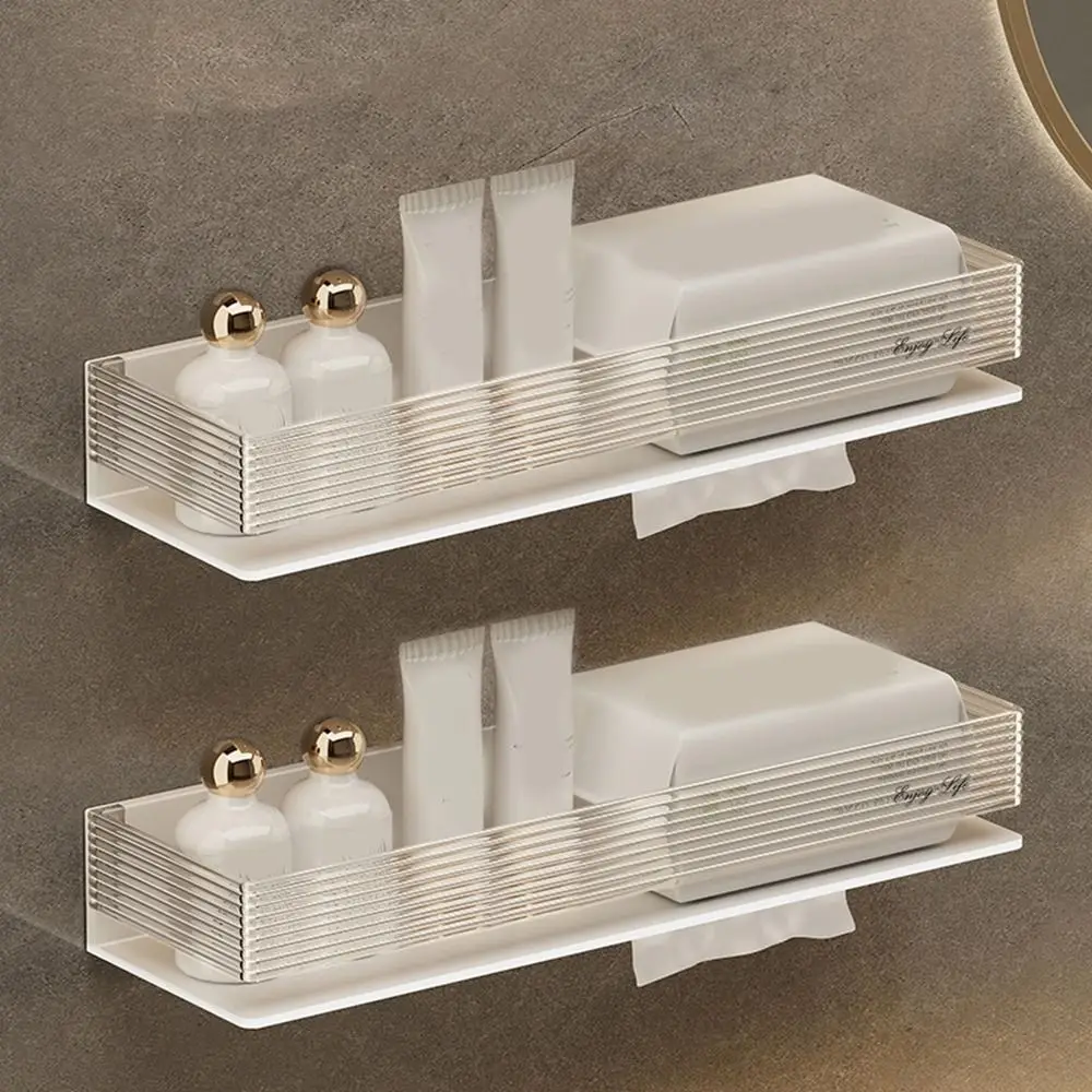 

Plastic Wall Hanging Storage Rack Free Punch Rectangular Shampoo Storage Rack Wall Mounted Waterproof Bathroom Storage Shelf