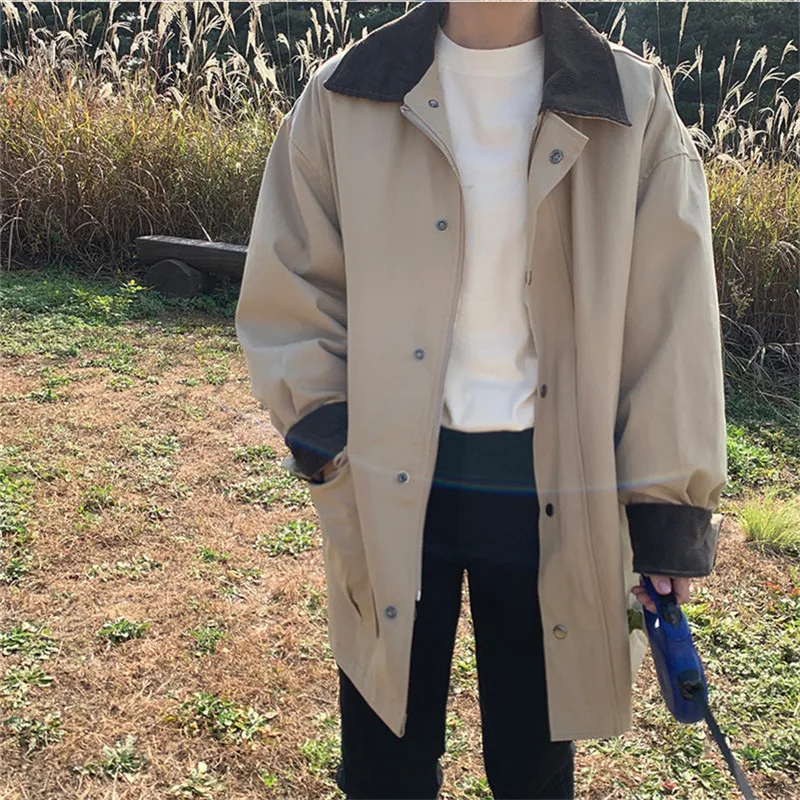 Vintage Patchwork Turn-down Collar Corduroy Jacket Coat Autumn Loose Hip Hop Jacket Women Streetwear Casual Outerwear Female Top