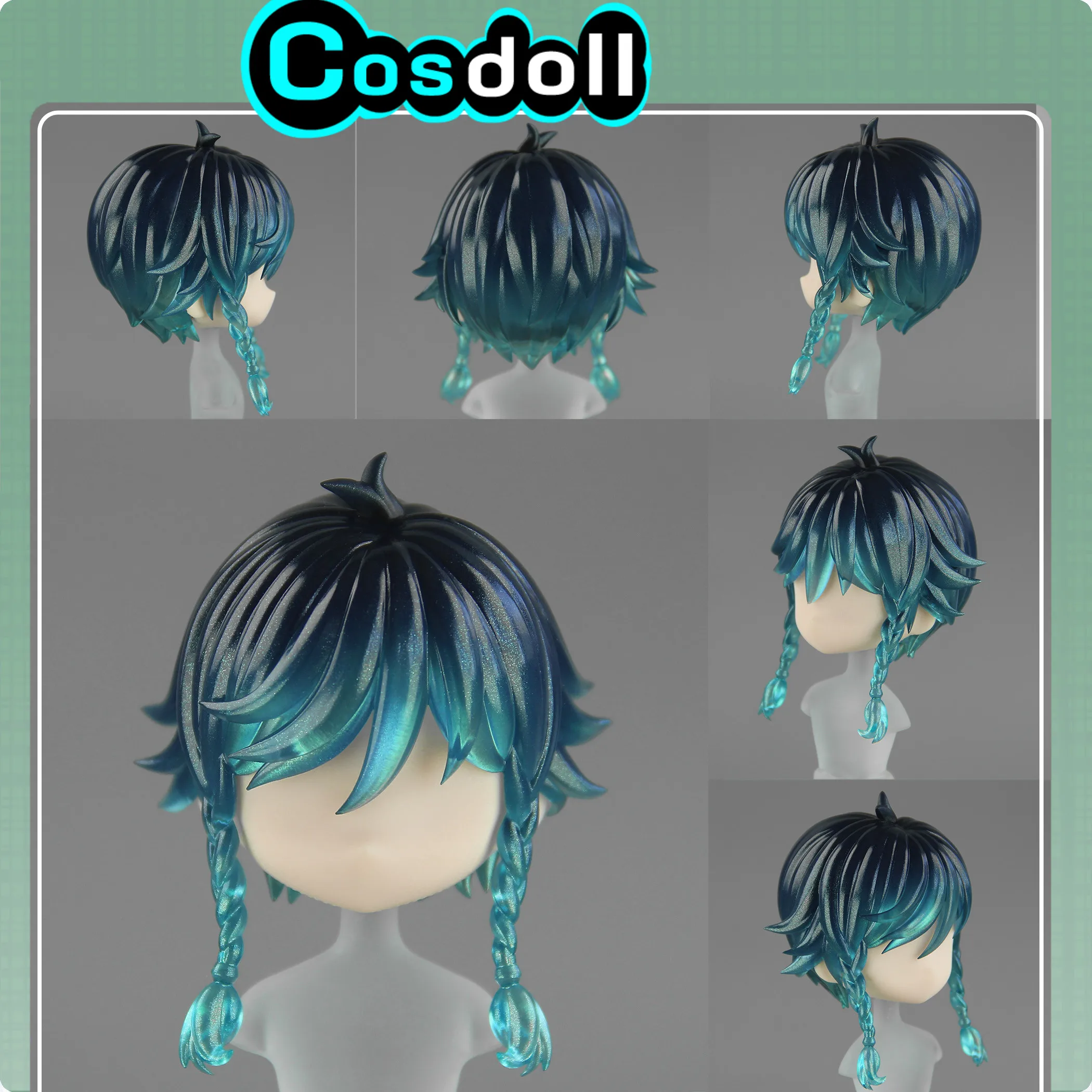 

Genshin Impact Venti Handmade ob11 ob22 GSC Hair Detachable Hair Shell Wig Faceplates BJD Doll Accessories Game Anime Toy Kids G