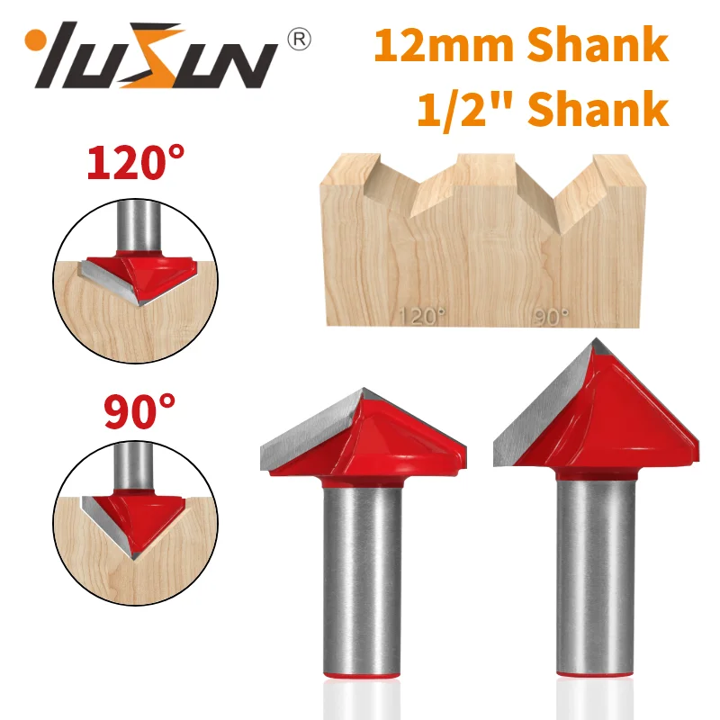 

YUSUN 1PC 12MM 12.7MM Shank "V" Type Slotting Cutter Bit Router Bit Woodworking Milling Cutter For Wood Bit Face Mill