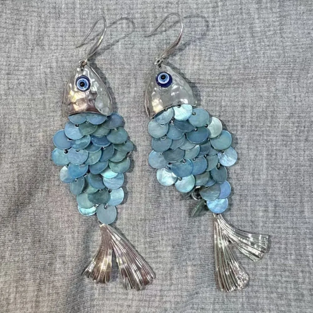Summer Beach Retro Vacation Style Multi-layer Fish Scale Earrings Fashion Versatile Trendy Niche Design 2026 New Earrings