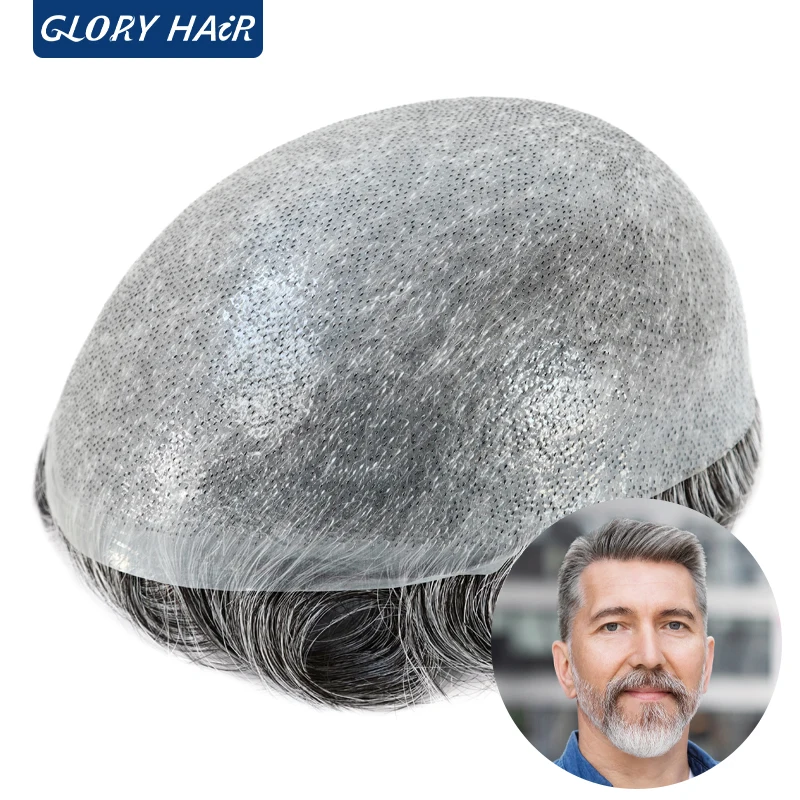 Gloryhair-Peruca Bio-Fina para Homens, Peruca Peruk de Protese Capilar PU, Cabelo Humano Indiano, Qualidade Fina, OS21