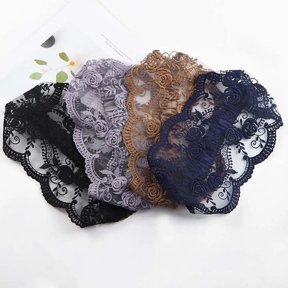 Transparent Lace Flower Headband Sweet Lightweight Hair Hoop Mesh Hollow Hairbands Elastic Headwear Wide Side Head Wrap Daily