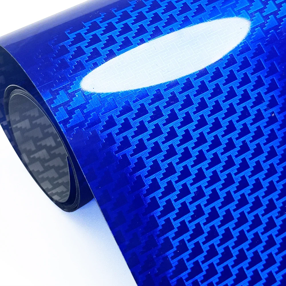 Plated Carbon Fiber Film Car Wrap Vinyl Sticker, High Glossy Blue Aircraft Pattern, Tuning Color Stickers, Adhesive Decal