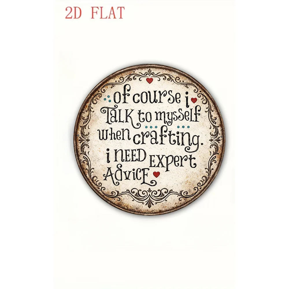 2D Flat, 1pc Vintage Round Wooden Wall Sign with 
