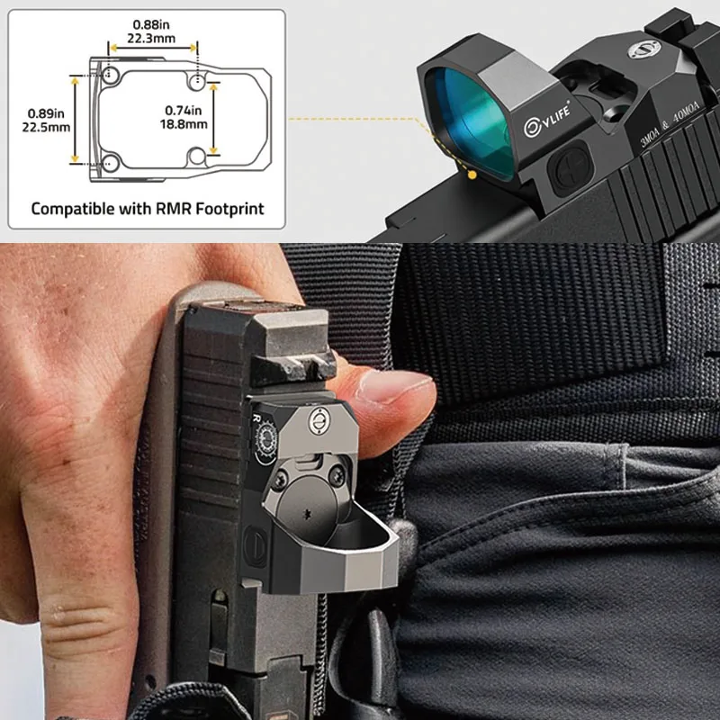 

Scope Multiple Reticle Green Dot 3 MOA Dot 40 MOA Circle Optic Reflex Sight with Adapter Plate for MOS 21mm Picatinny