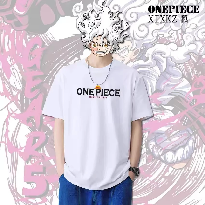Camiseta conjunta de una pieza para hombre, ropa de Cosplay de Nika Luffy de cinco velocidades con animación, de manga corta, de algodón puro, versátil, de verano