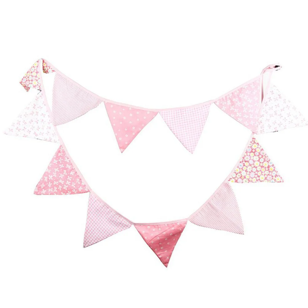 

12Pcs Triangle Flag Banner Beautiful Garden Flowers Pennant Vintage Colorful Bunting for Wedding Baby Shower Festival Outdoor