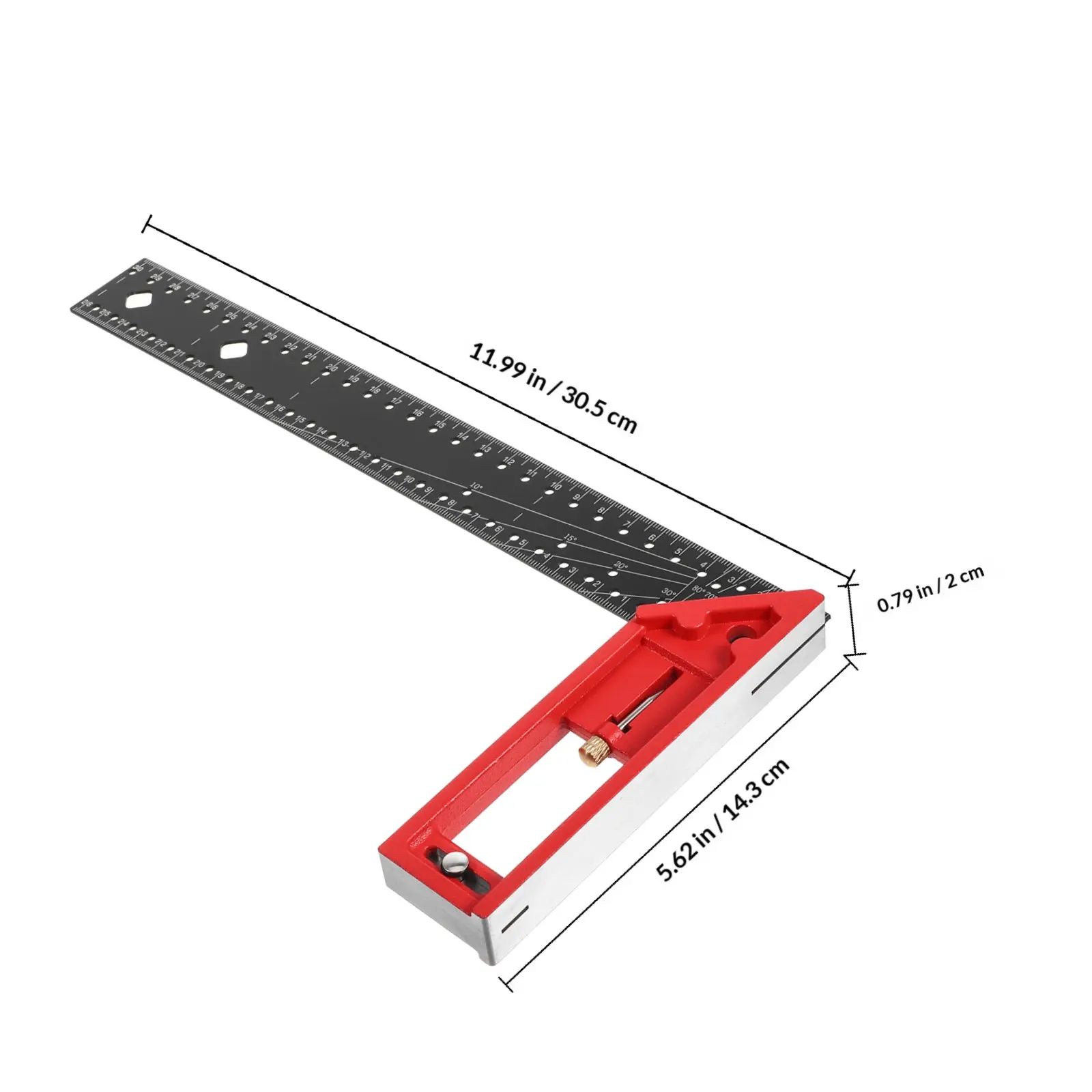 Woodworking Angle Ruler Aluminium Alloy 45 Degree Adjustable Sliding Combination Rotatable Angle Finder for Precise Measuring