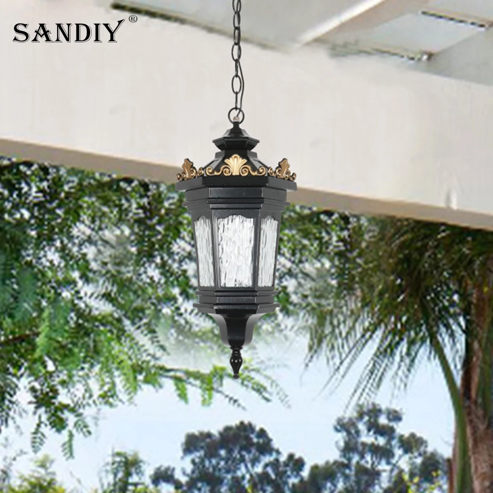 American Waterproof Pendant Lights Outdoor Corridor Aisle Balcony Top Lights Patio Porch Gazebo Outdoor Sunroom Solar Energy