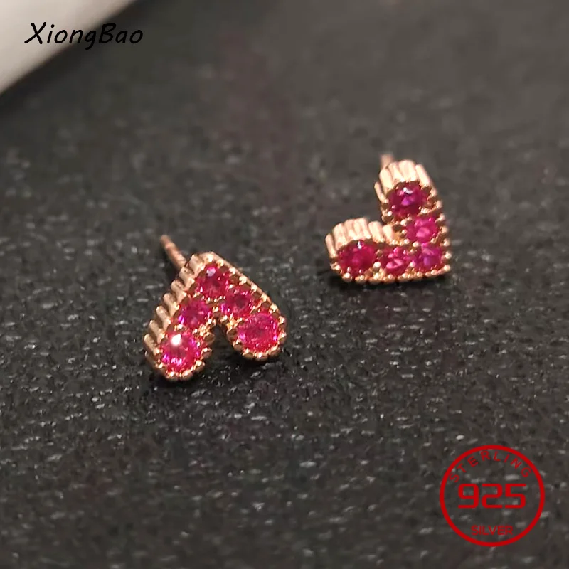 

Серьги с розовым цирконием для женщин, модные ювелирные украшения, подарки, новые серьги-гвоздики из стерлингового серебра S925, новинка 2026 года